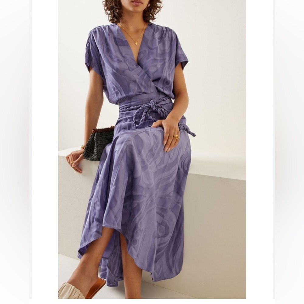 SILVIA TCHERASSI Sotomarina Belted Maxi Dress - Lilac Marble